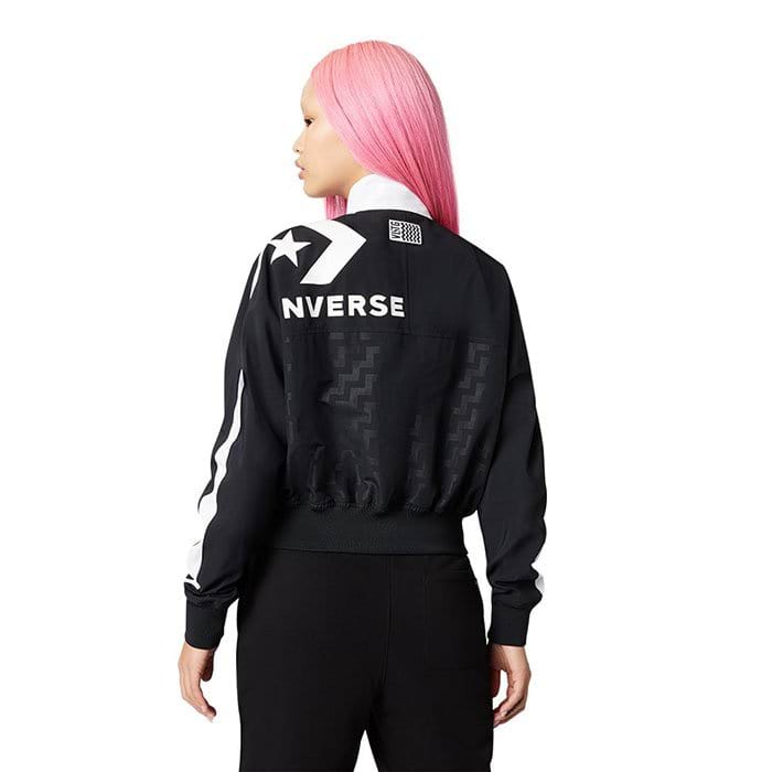 CONVERSE WOMENS VLTG WARM UP JACKET-S-BLACK