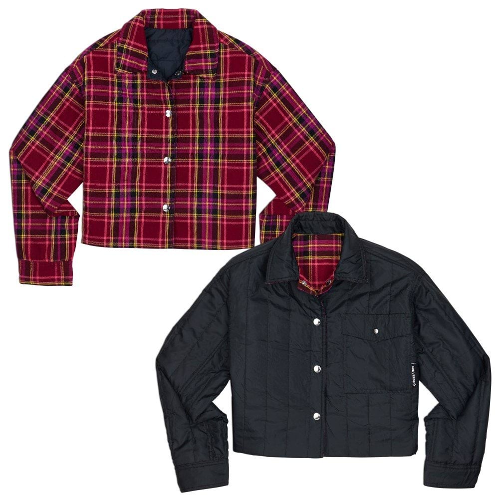 CONVERSE WOMENS REVERSIBLE SHIRT JACKET-L-black