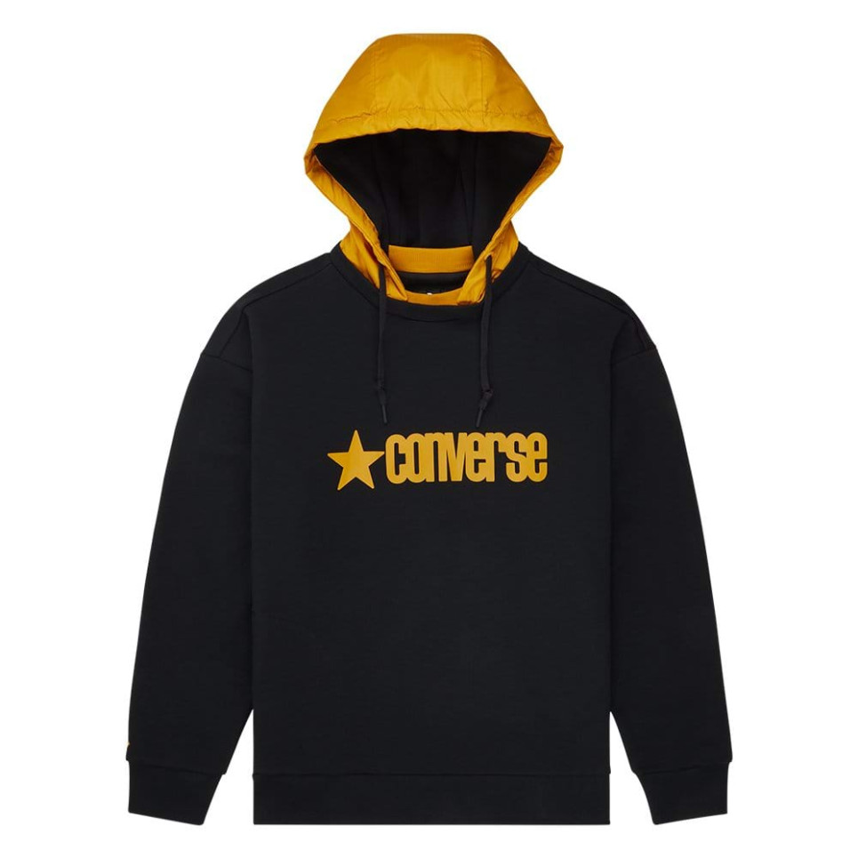 CONVERSE REMOVEABLE HOODED CREW-L-black
