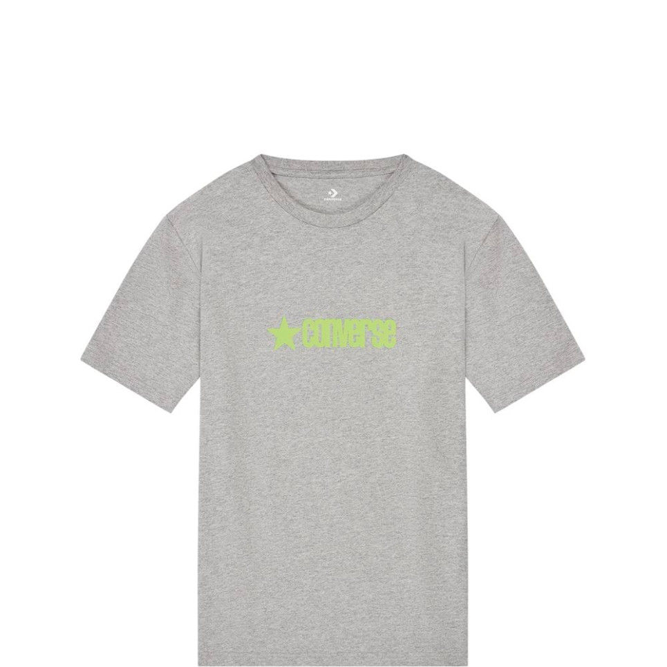 CONVERSE RETRO FONT WORDMARK SS TEE-L-grey