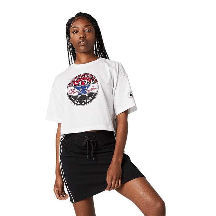 ART OS  FLORAL PATTERN CIRCLE TEE-L-WHITE