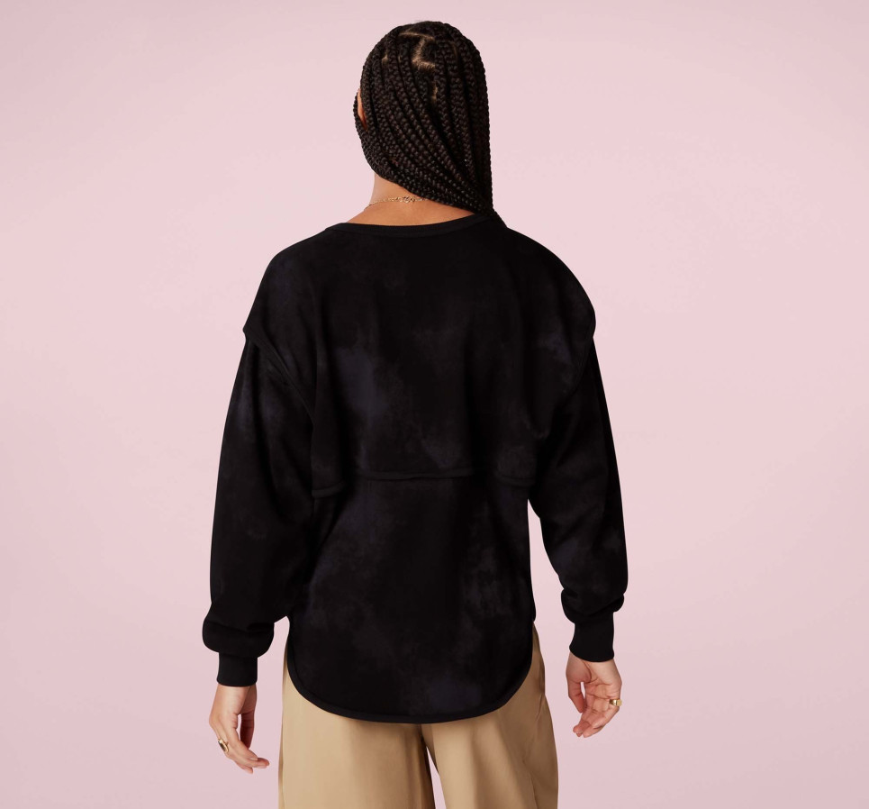 Vented Fleece Crew-Black-XS