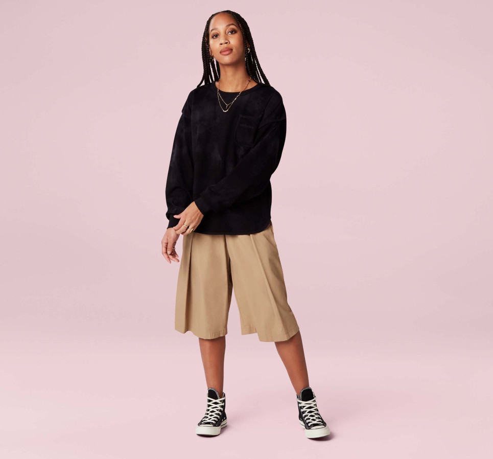 Vented Fleece Crew-Black-XS