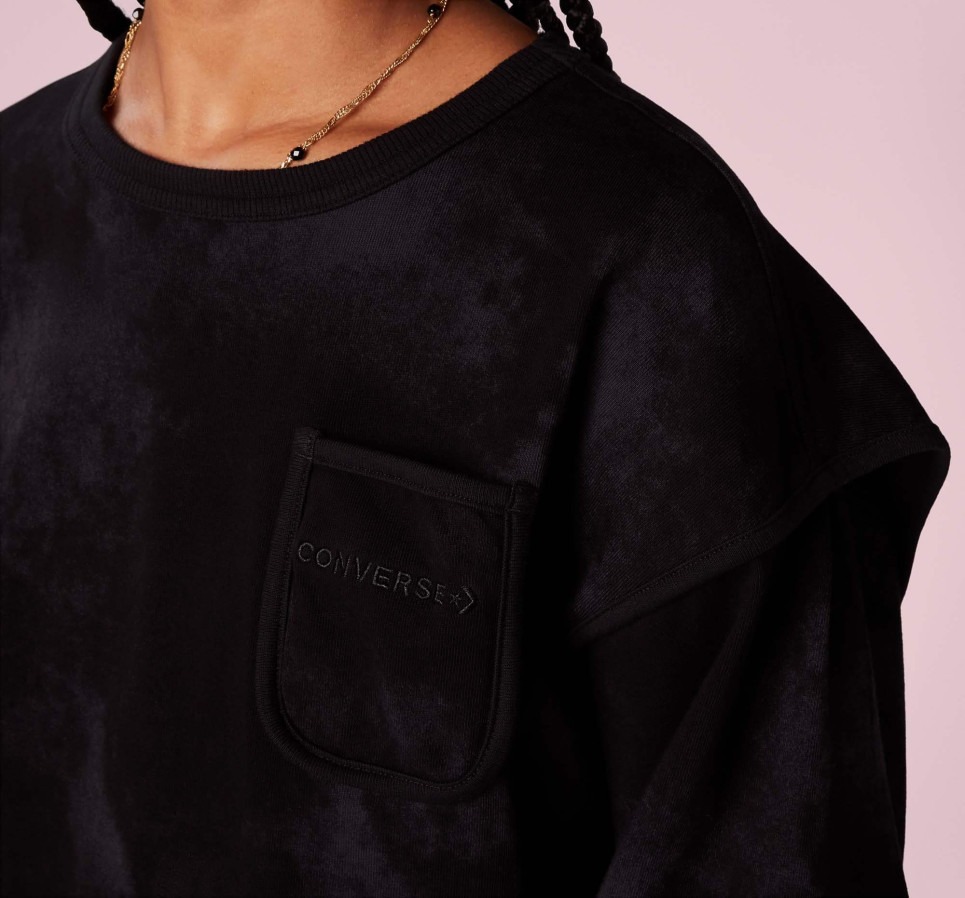 Vented Fleece Crew-Black-XS
