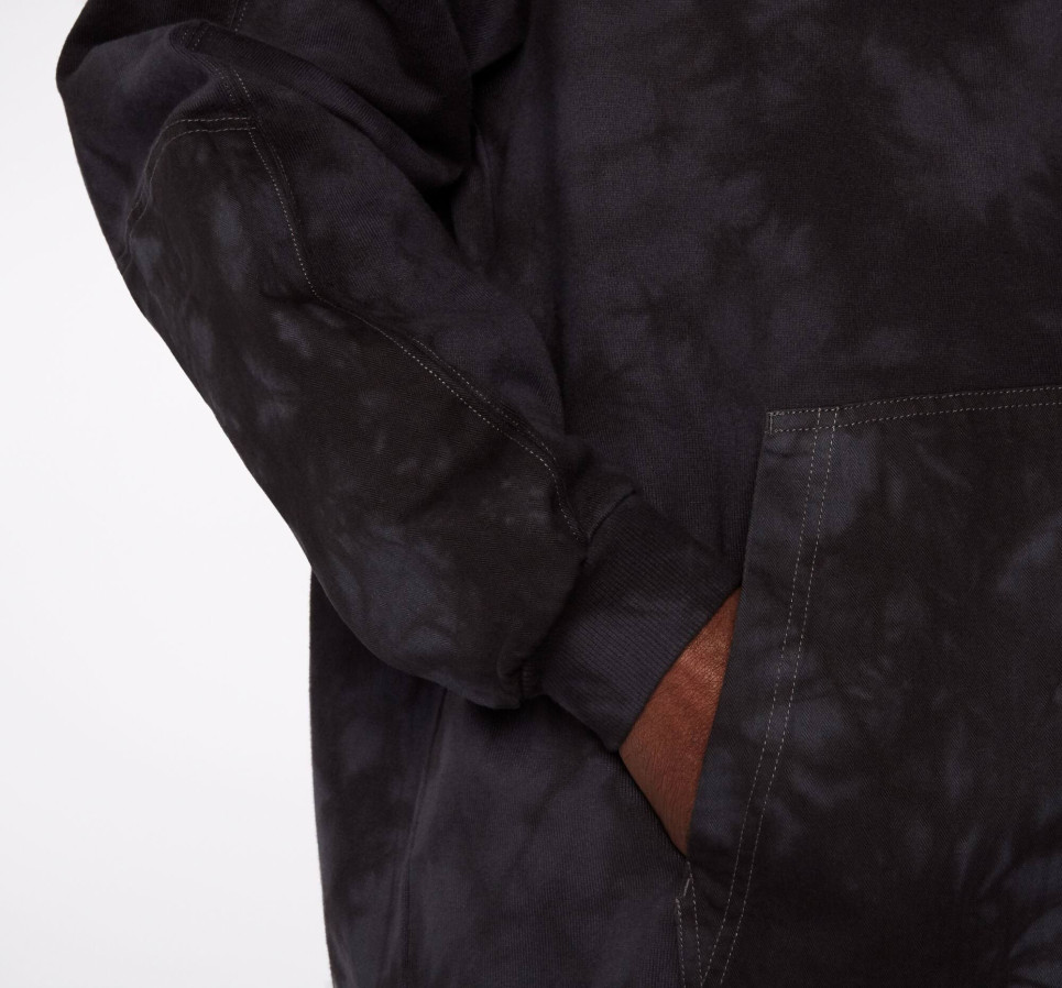Marble Pullover Hoodie-Black-S