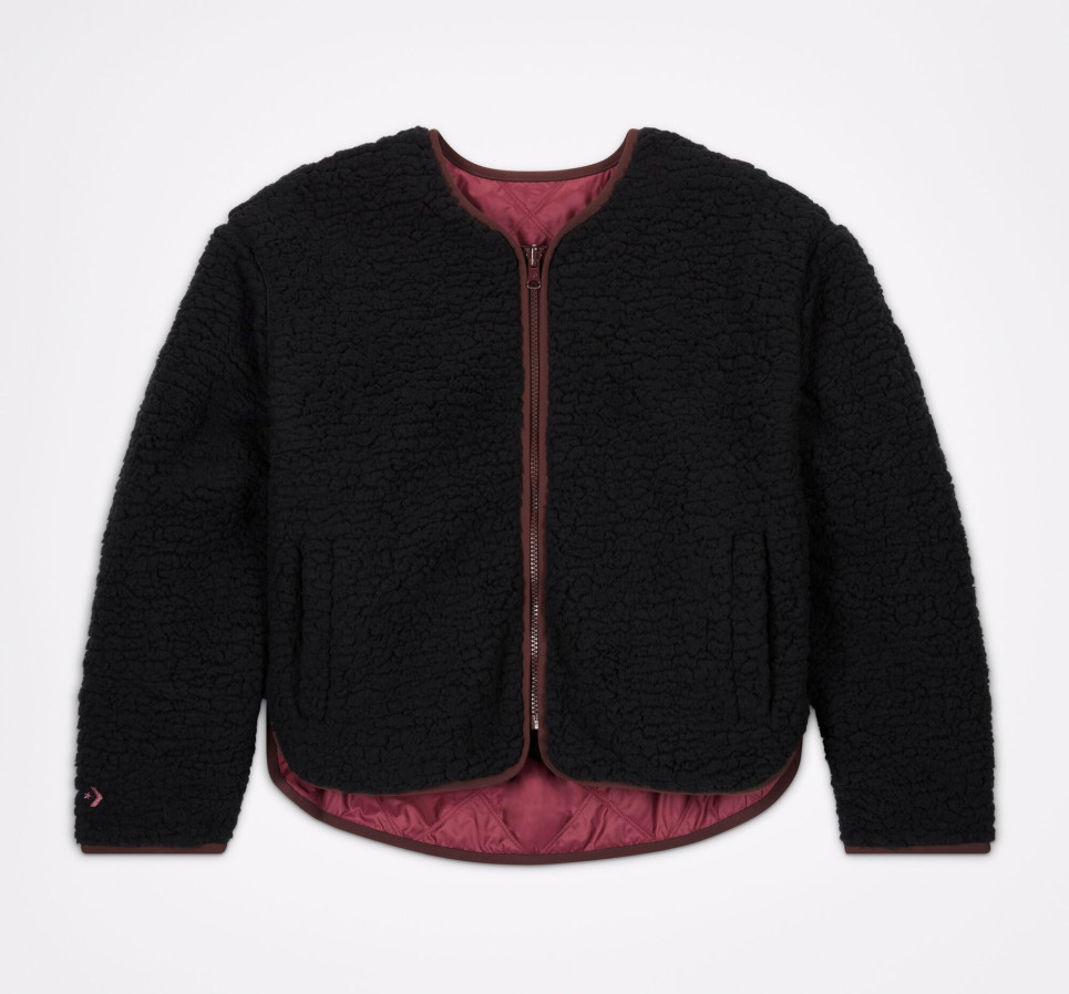 Reversible Sherpa Jacket-Black-XS