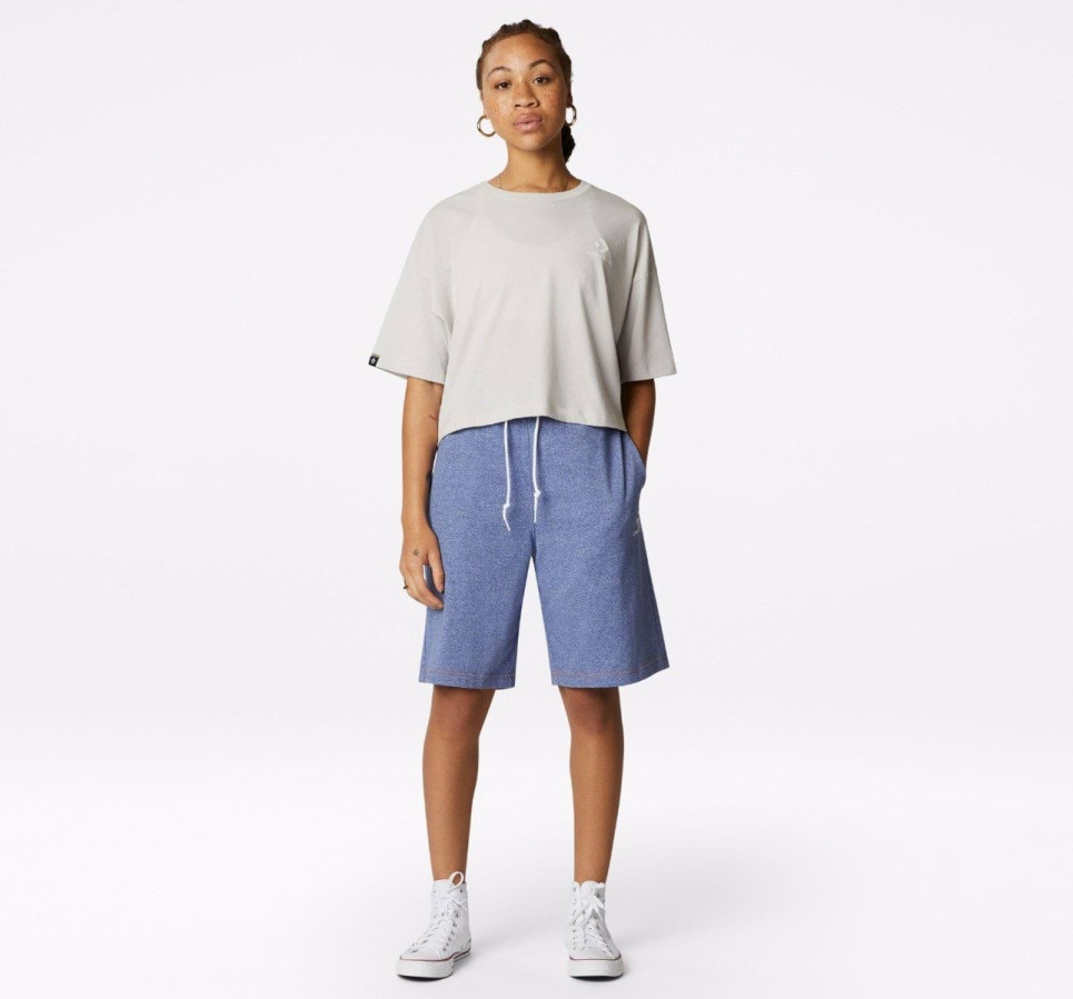 Embroidered Drawcord Shorts-Indigo-S