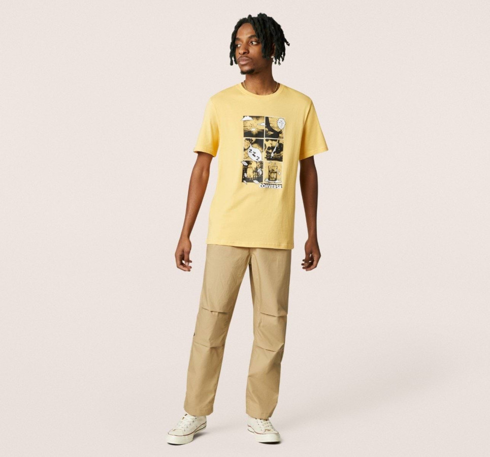 Comic Graphic T-Shirt-Yellow-S