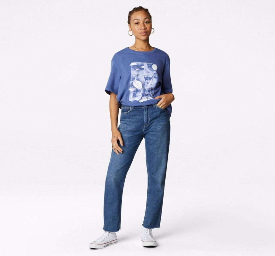 Comic Graphic T-Shirt-Indigo-S