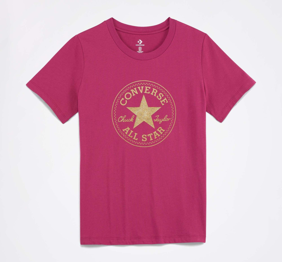 Authentic Glam Chuck Patch Graphic Tee-Burgundy-XS