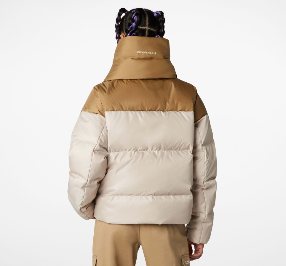 Short Down Puffer Jacket-Cream-XS