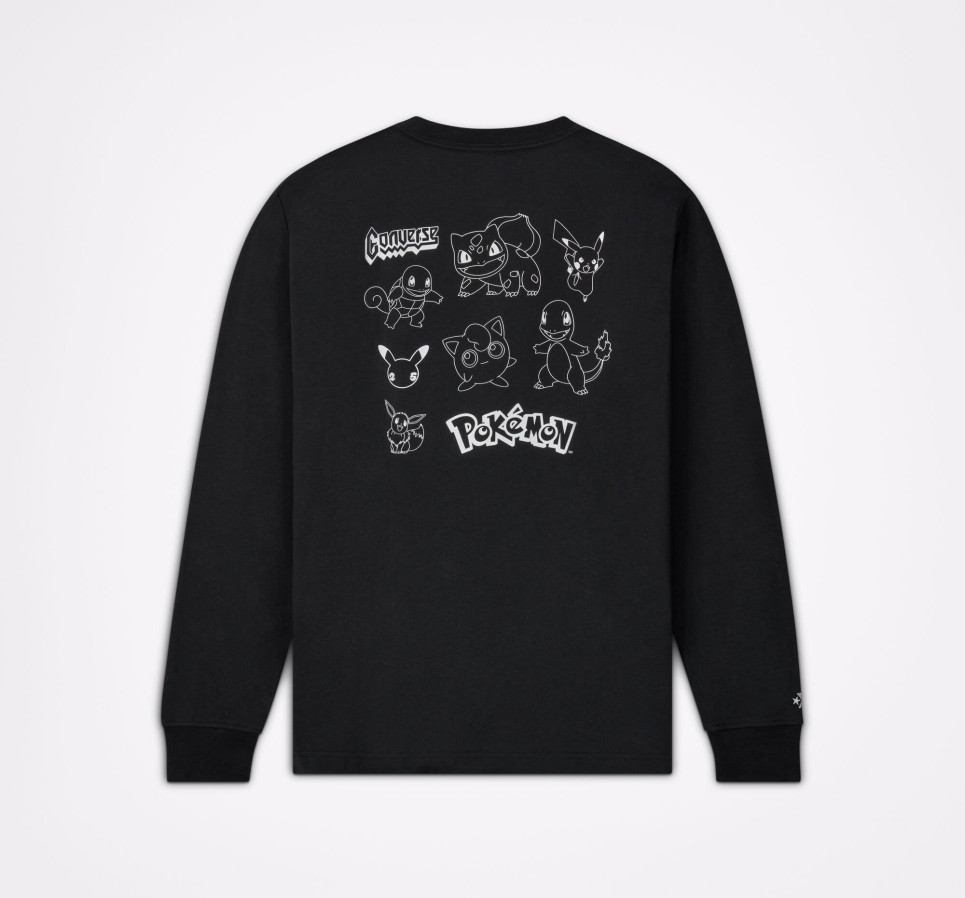 Converse x Pokémon Patch Long Sleeve T-Shirt-Black-XS