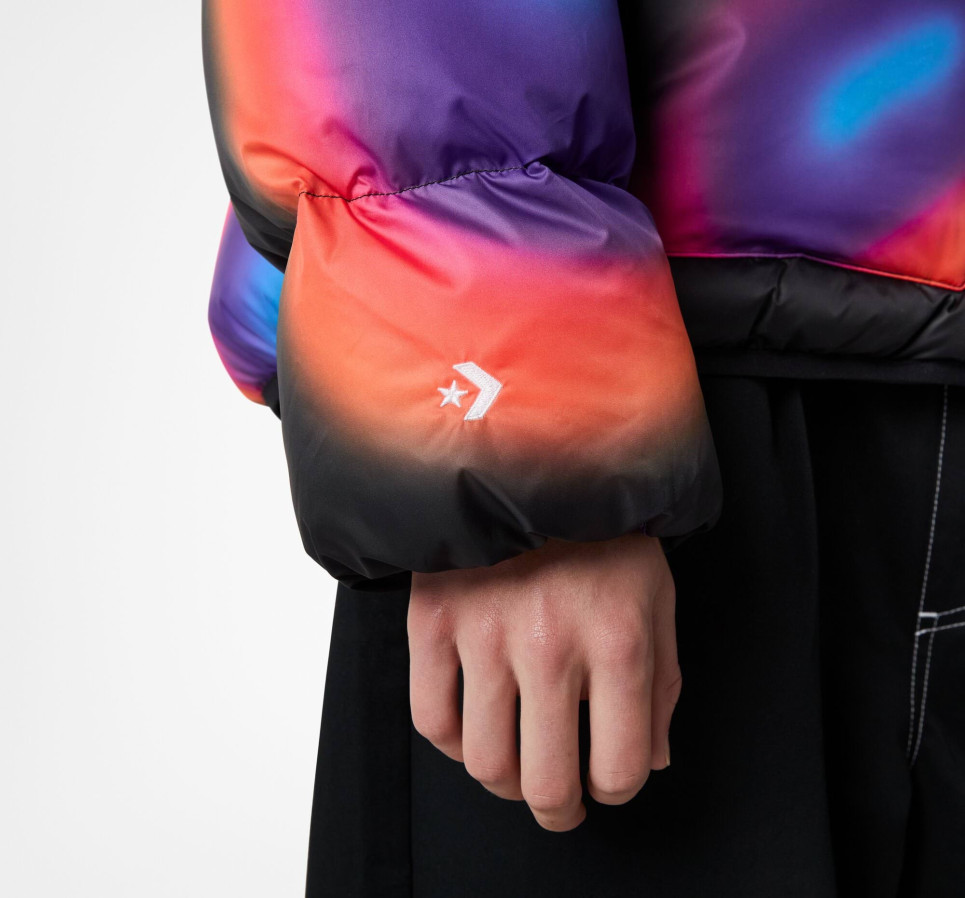 Printed Puffer Jacket-Multicolor-M
