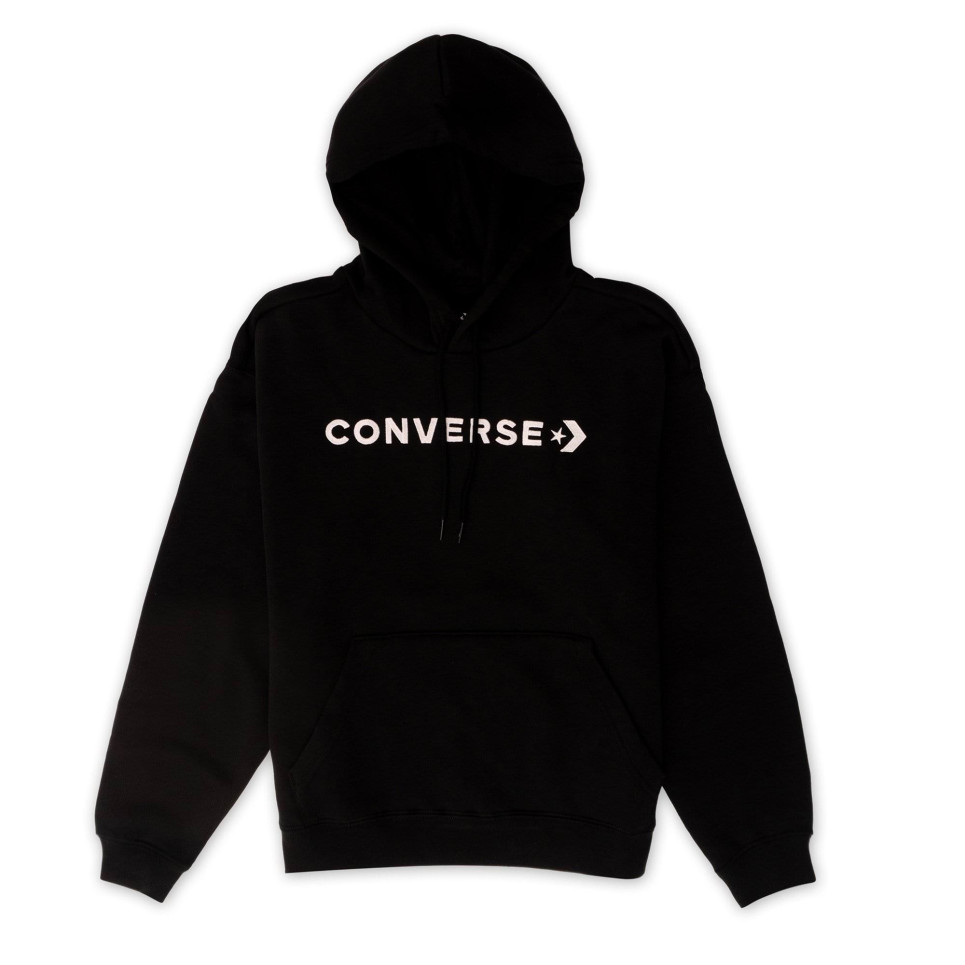 Wordmark Oversized Fleece Hoodie-Black-XS
