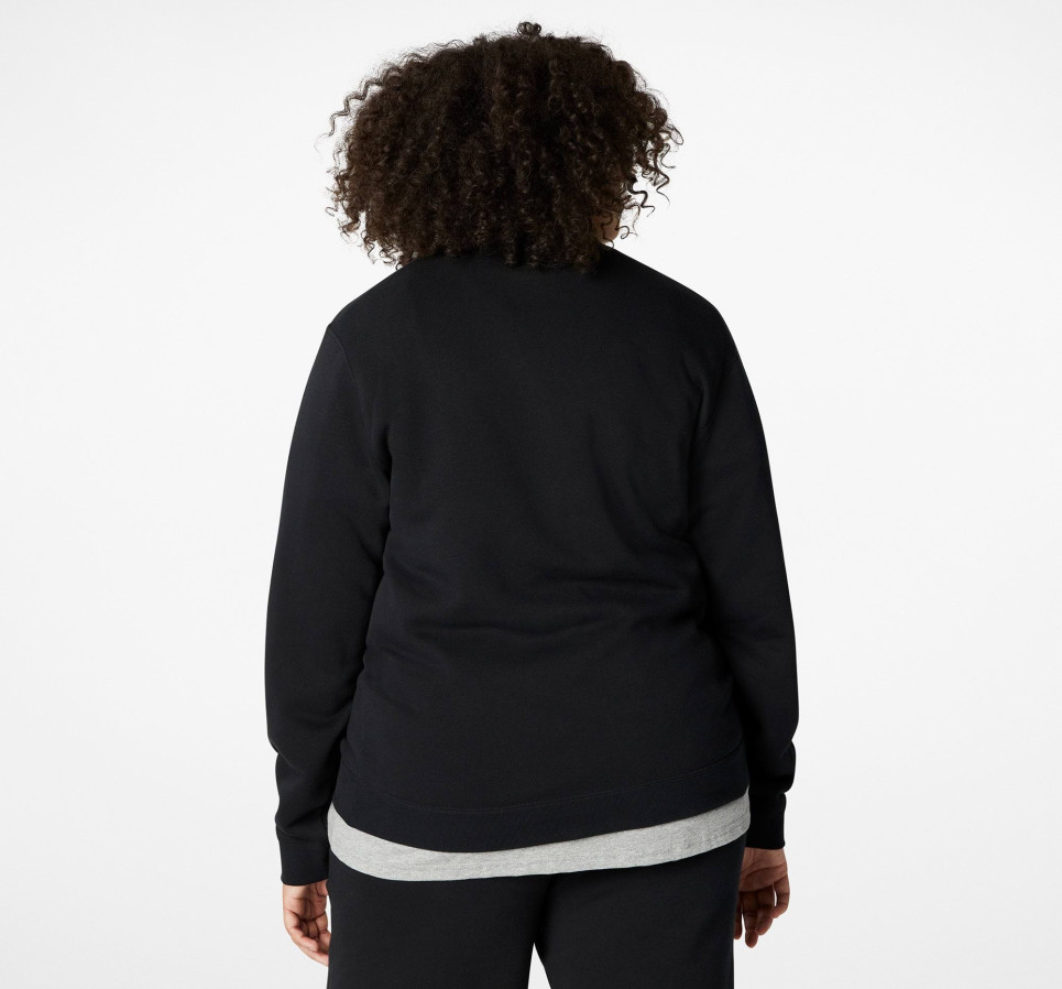 Converse Go-To Embroidered Star Chevron Brushed Back Fleece Crew Sweatshirt-Black-XS