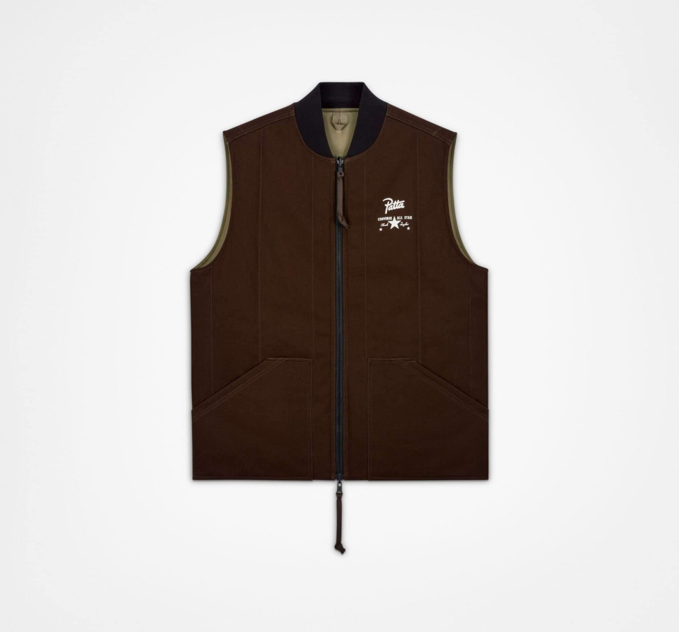 Converse x Patta Four-Leaf Clover Utility Reversible Padded Vest-Brown-S