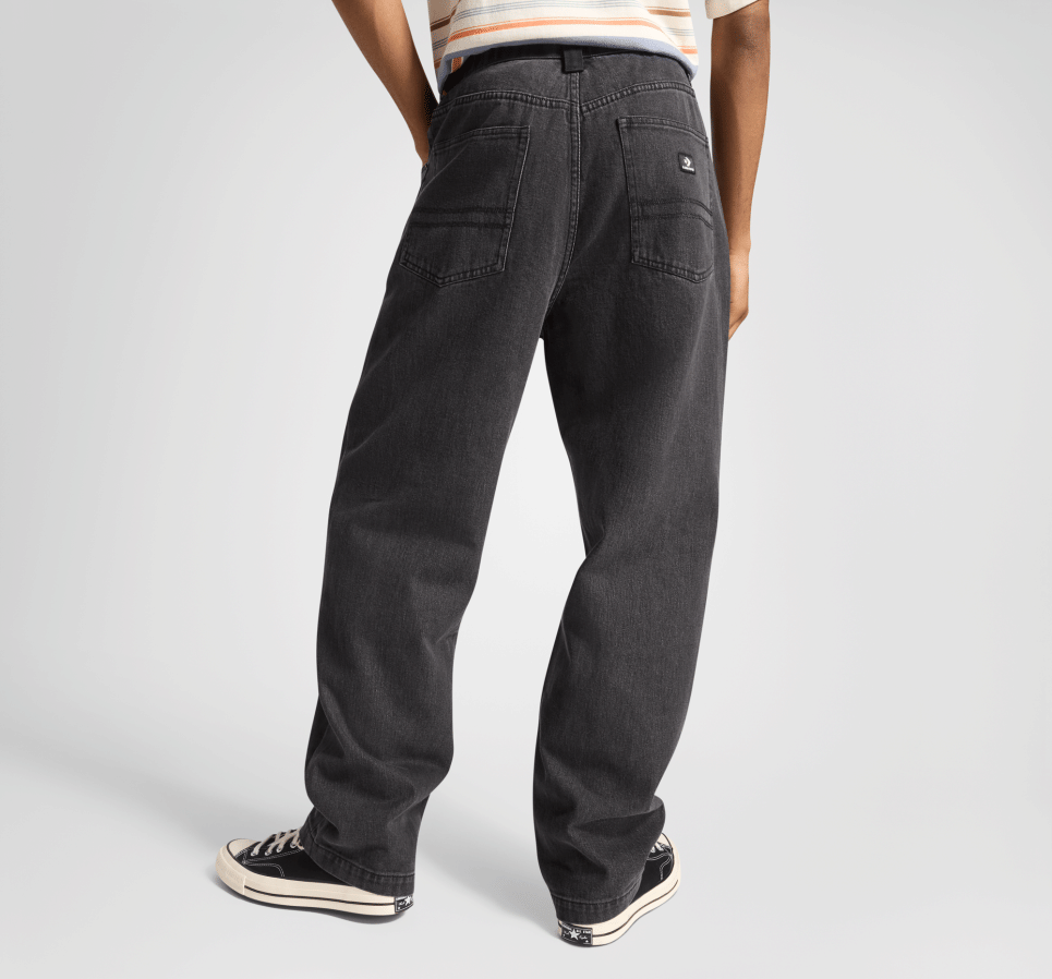Open Hem Baggy Denim Pants