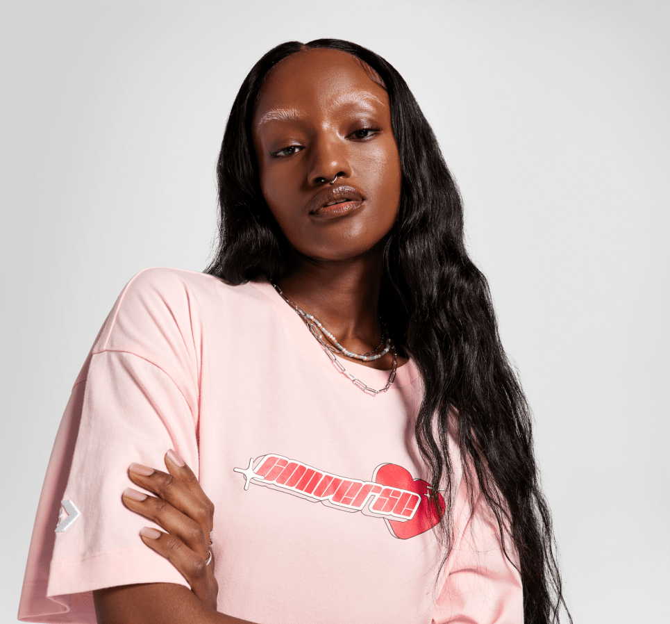 Y2K Heart Cropped Oversized T-Shirt